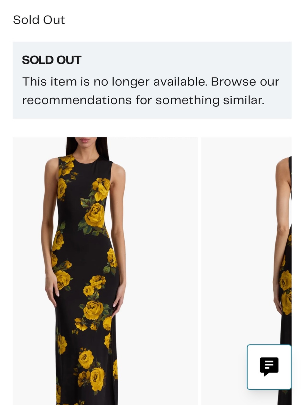 Alice + Olivia Black Maxi Dress with Yellow Rose Motif